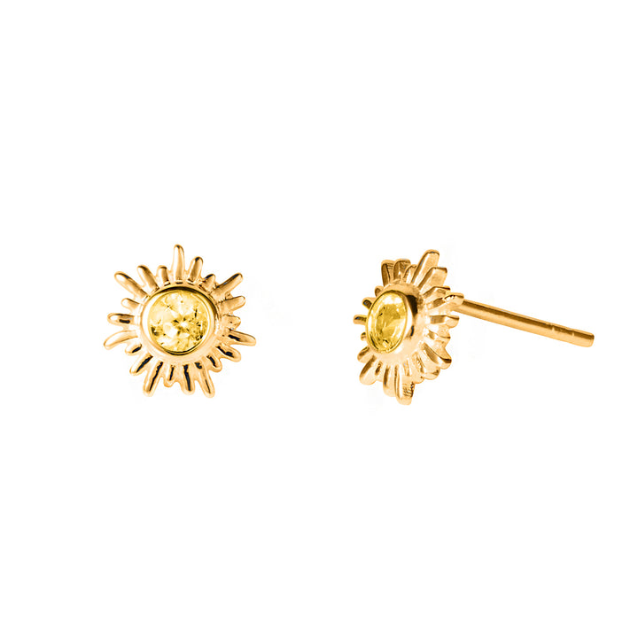 Photo of Gold and Citrine Sun Stud Earrings