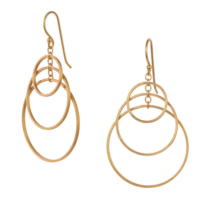 Gold Three Hoop Hook Earrings