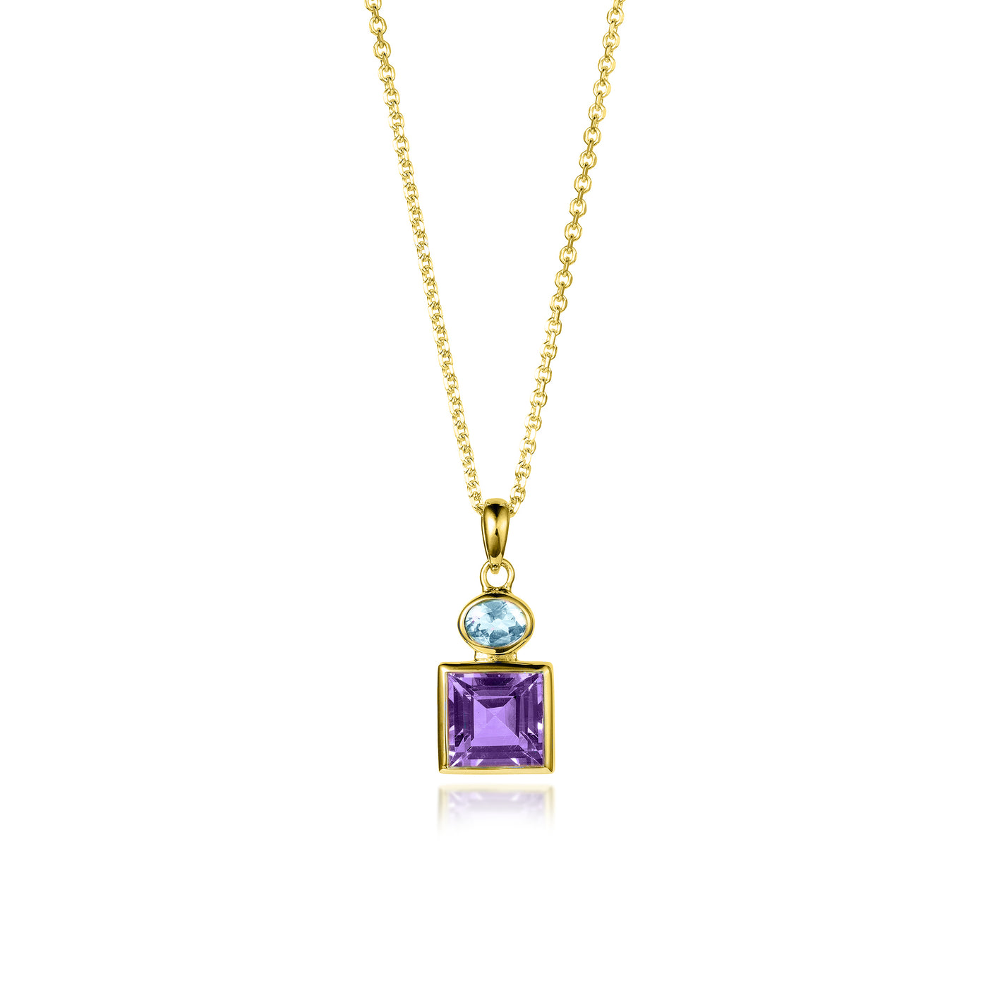 Photo of Gold Amethyst and Blue Topaz Pendant Necklace