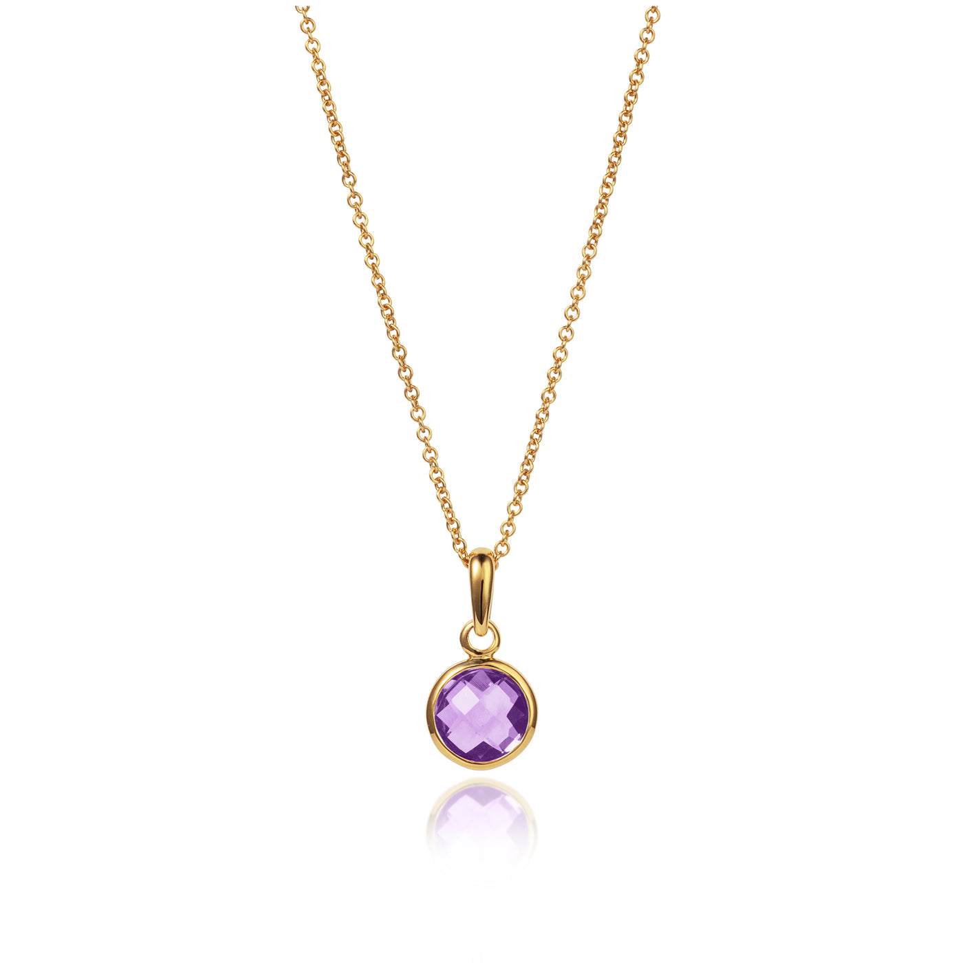 February Birthstone Necklace in Amethyst and Gold