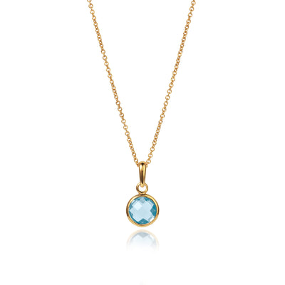 Birthstone Necklace in Blue Topaz and Gold