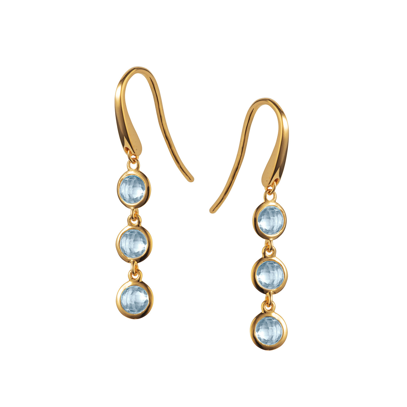 Photo of Gold and Blue Topaz Triple Drop Earrings