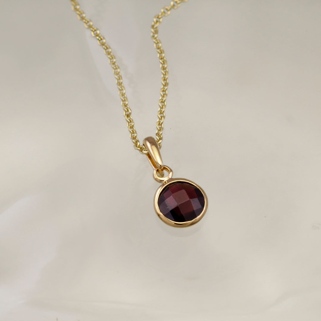 Image of Gold and Red Garnet Pendant Necklace