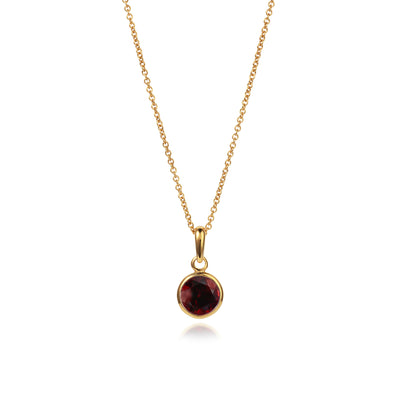 January Birthstone Necklace in Garnet and Gold