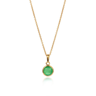 May Birthstone Necklace in Green Quartz and Gold