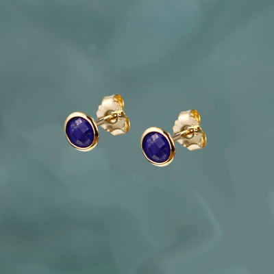 Photo of Lapis Lazuli Stud Earrings in Gold