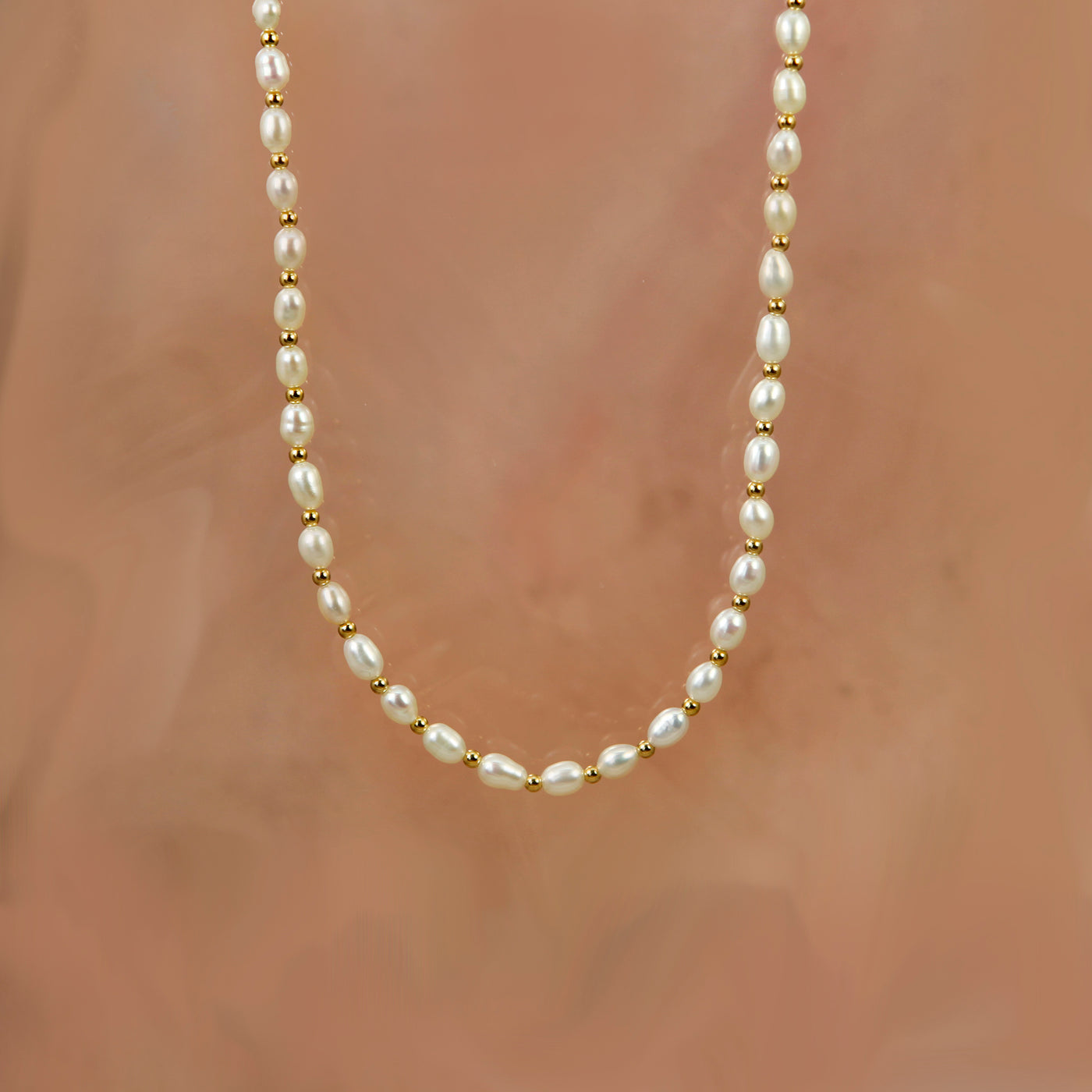 Image of Gold Freshwater Pearl Beaded Choker