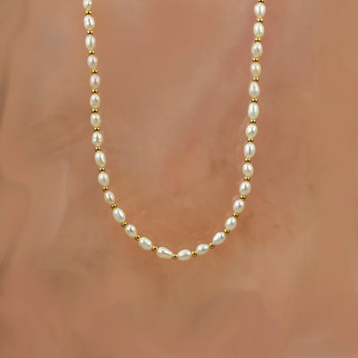 Image of Gold Freshwater Pearl Beaded Choker
