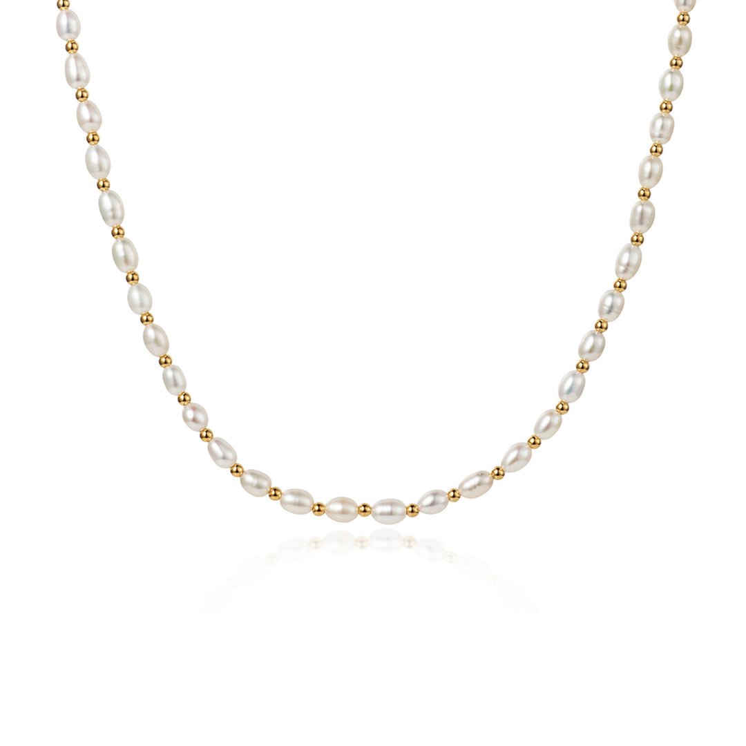 Image of Pearl Choker With Gold Beads