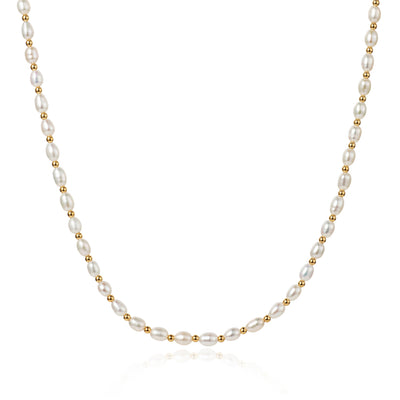 Photo of Freshwater Pearl Necklace With Gold Beads