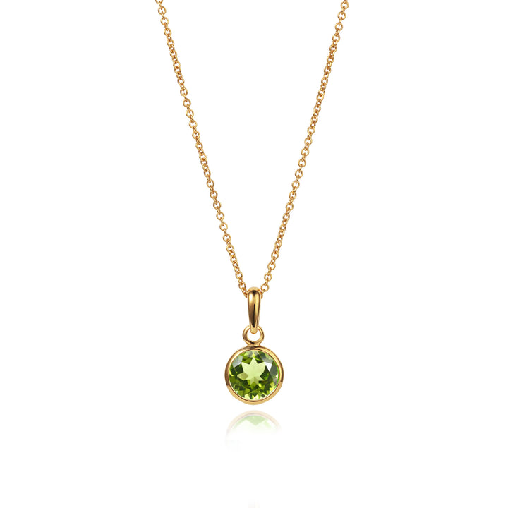 August Birthstone Necklace in Peridot and Gold