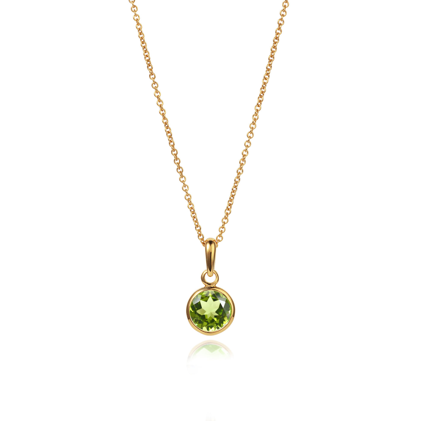 August Birthstone Necklace in Peridot and Gold