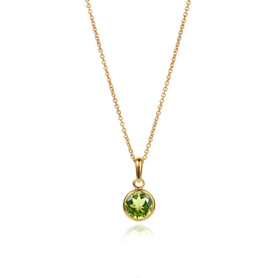 August Birthstone Necklace in Peridot and Gold