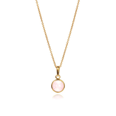 October Birthstone Necklace in Rose Quartz and Gold