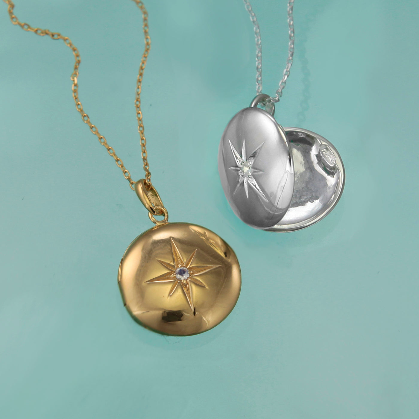Image of Gold and Silver Moonstone Star Locket