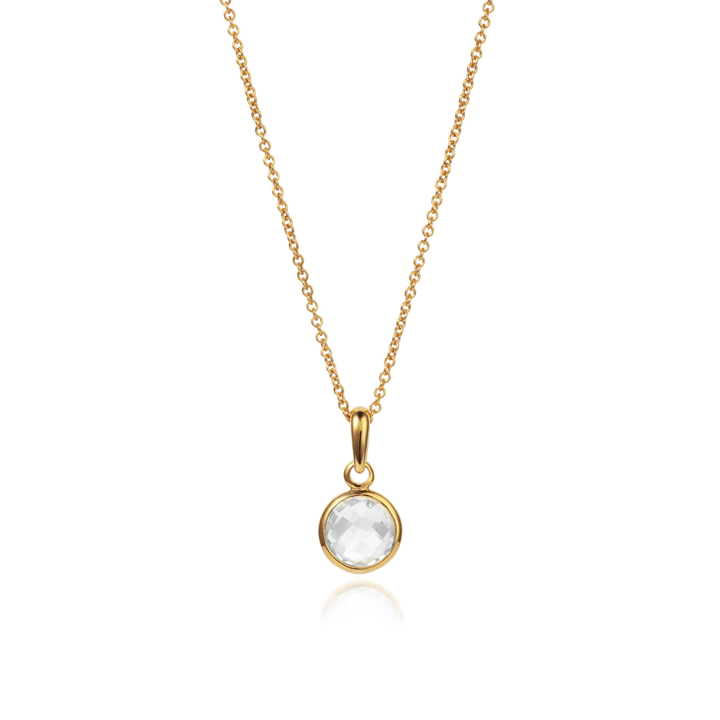 April Birthstone Necklace in White Topaz and Gold