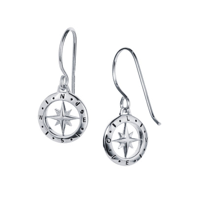Image of Silver Compass Earrings
