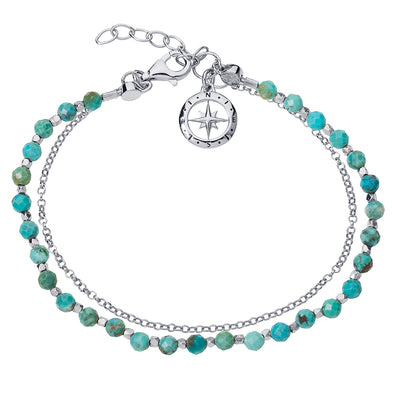 Love's Compass Silver & Turquoise Friendship Bracelet