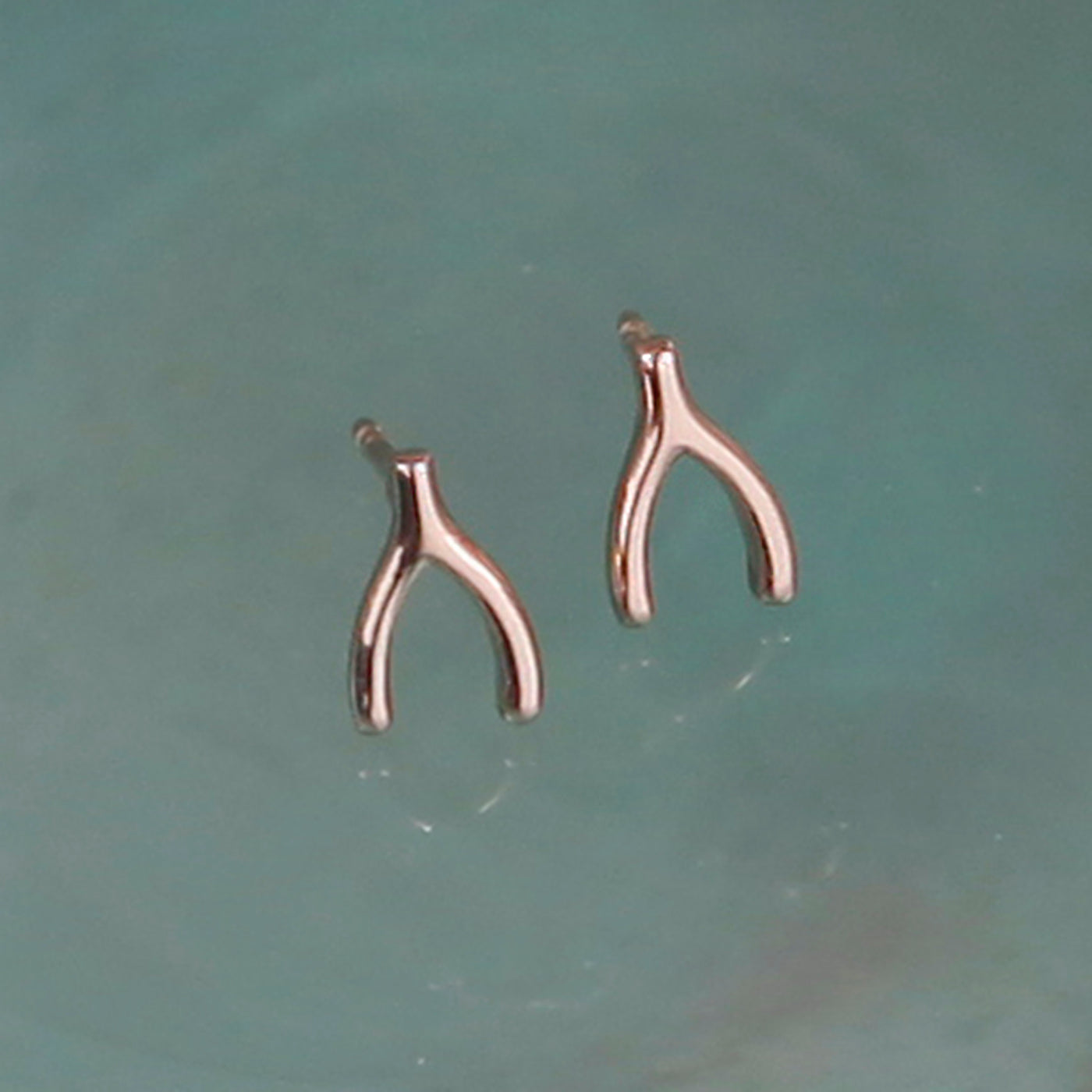 Image of Rose Gold Wishbone Stud Earrings