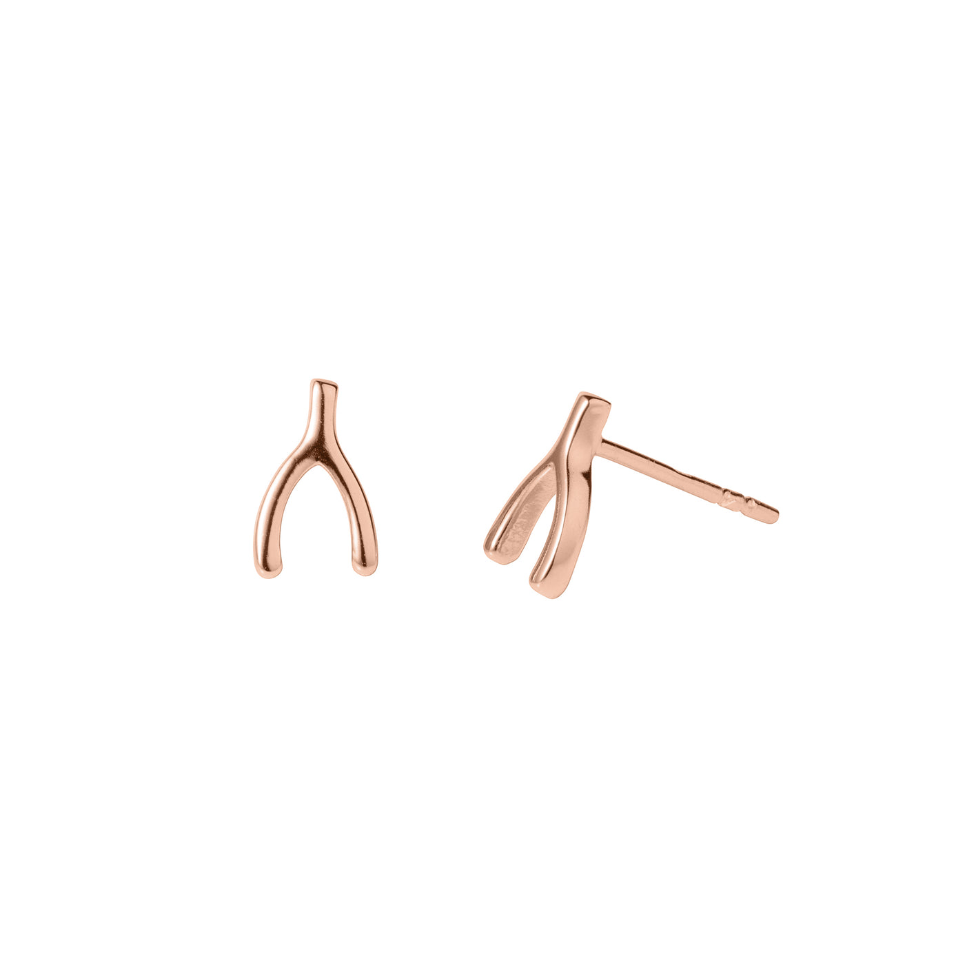 Photo of Rose Gold Wishbone Stud Earrings