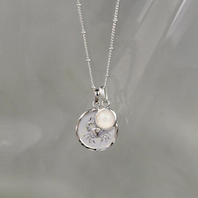 Photo of Silver Zodiac Necklace - Cancer with Moonstone