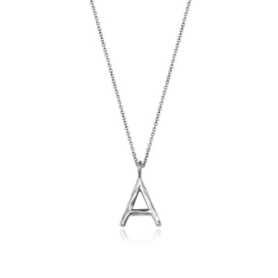 Silver Initial Necklace Letter A 
