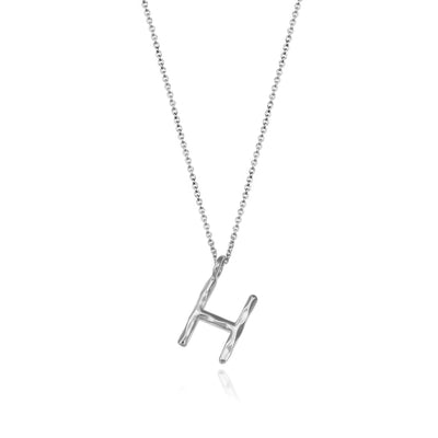 Silver Initial Necklace Letter H