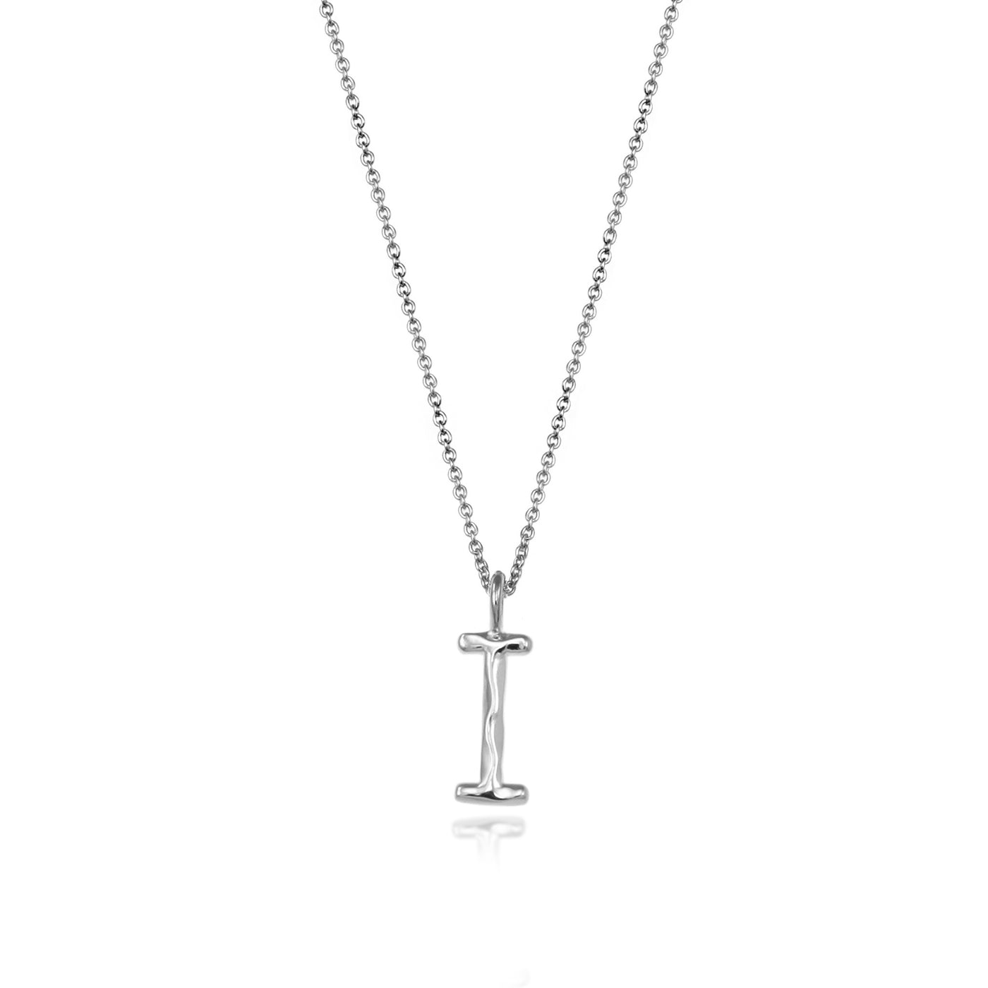 Silver Initial Necklace Letter I