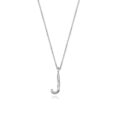 Silver Initial Necklace Letter J