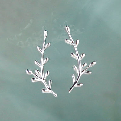 Silver leaf Climber Earring