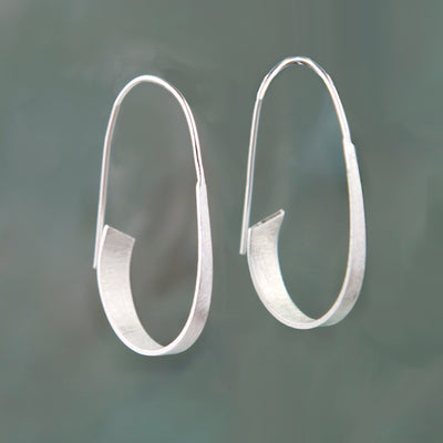 Image of Silver Long Curl Hoop Earrings