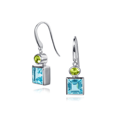 Photo of Blue Topaz & Peridot Forget-Me-Not Silver Earrings