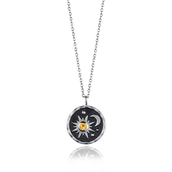 Photo of Heaven-Sent Sun & Moon Pendant in Matte Silver