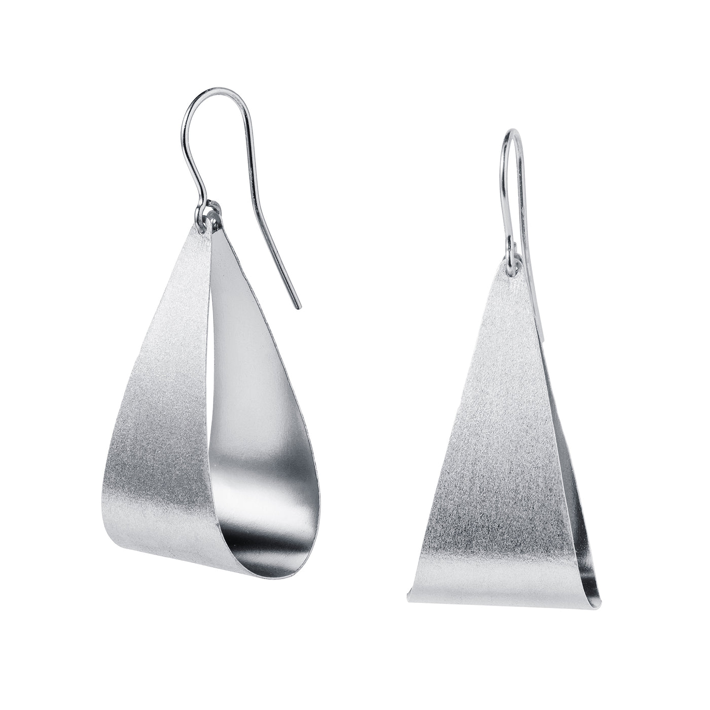 Photo of Large Pear Drop Silver Hoop Earrings