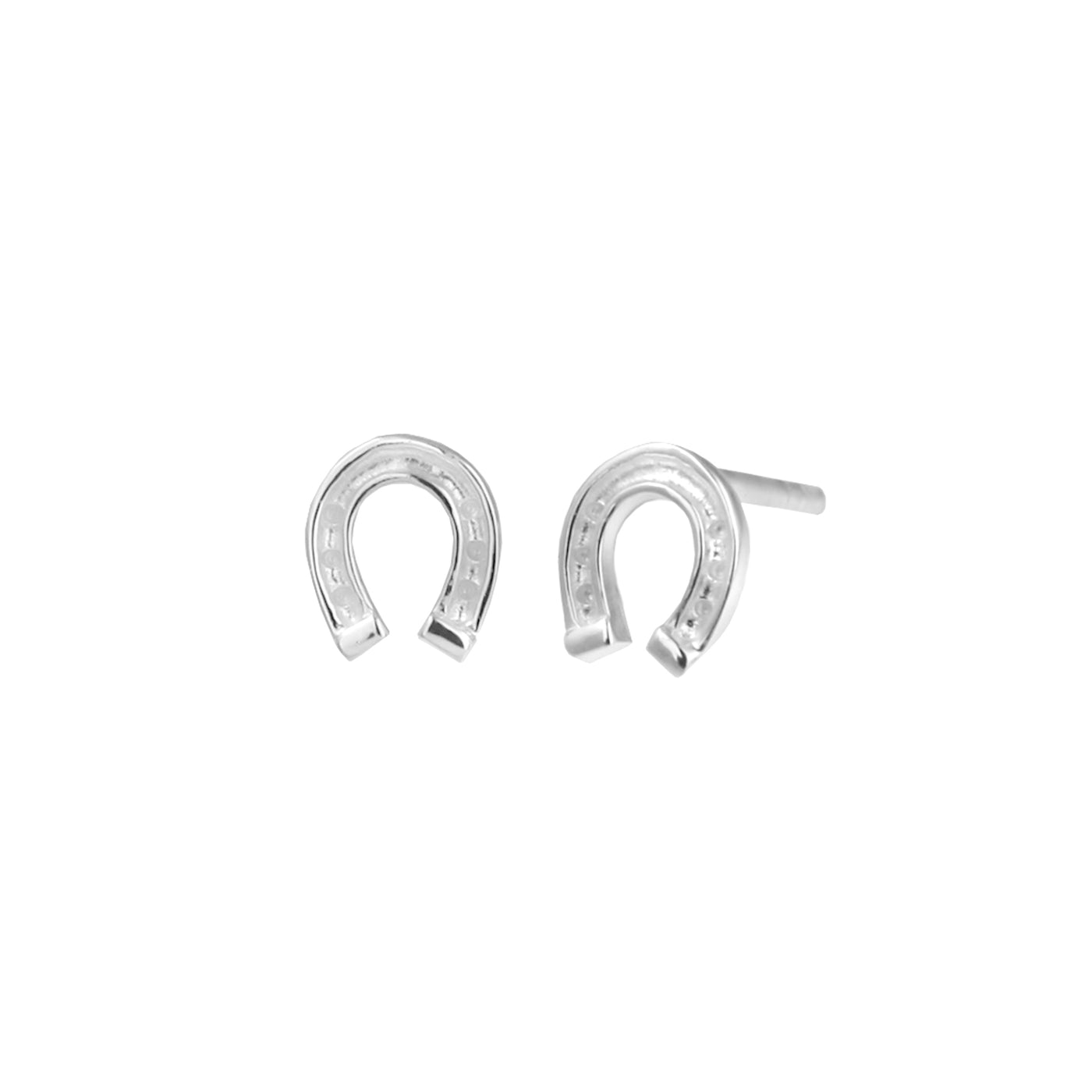 Image of Mini Silver Horseshoe Stud Earrings