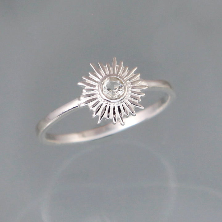 Image of Silver and White Topaz Sun Ring