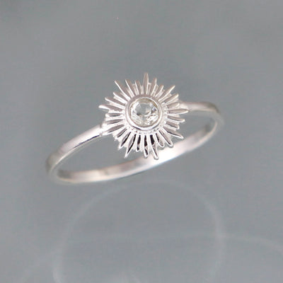 Image of Silver and White Topaz Sun Ring