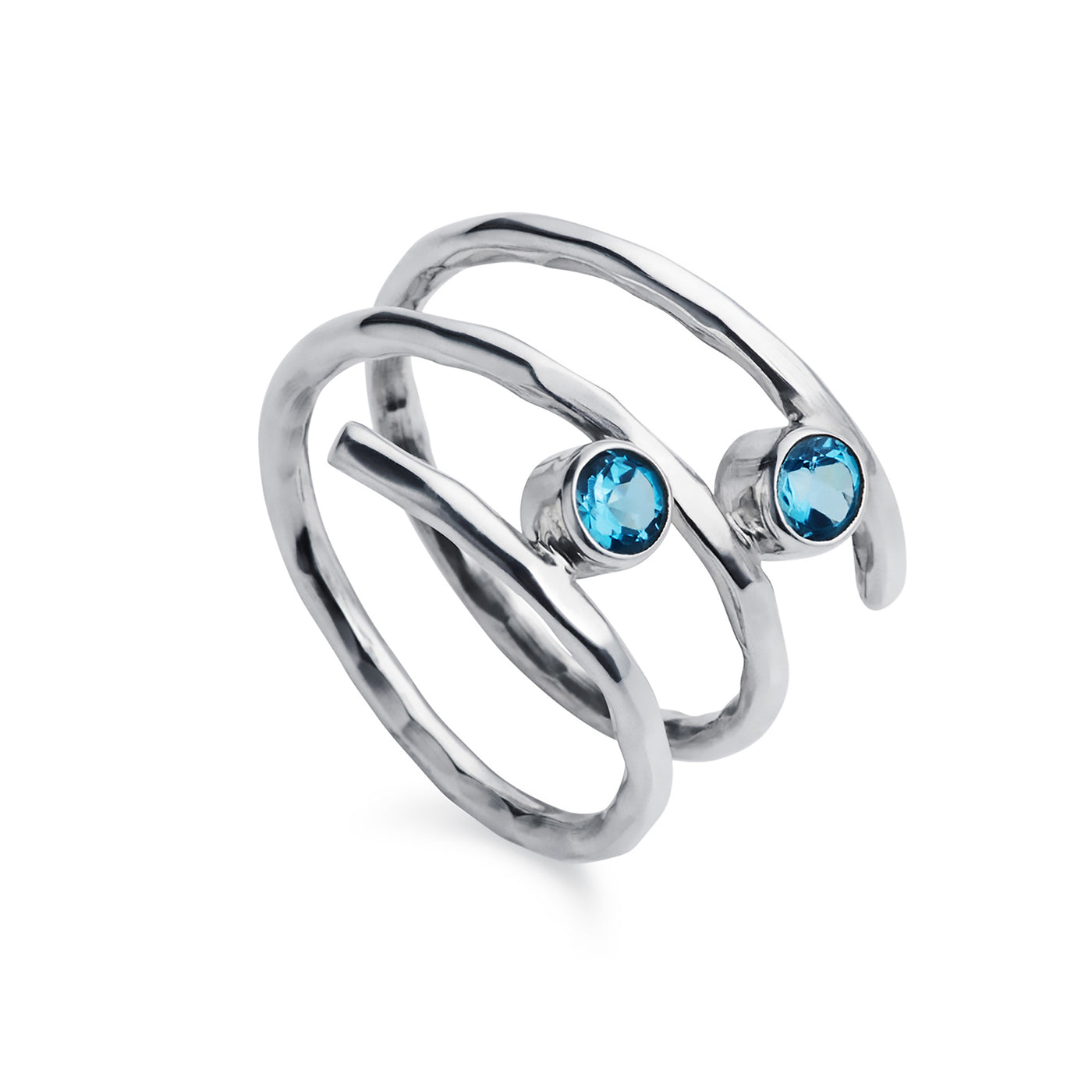 Photo of Fine Twist Blue Topaz Silver Ring