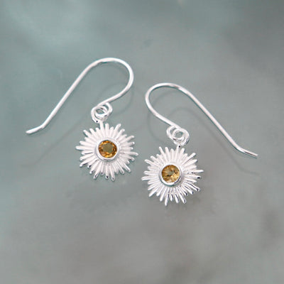 Image of Silver and Citrine Sun Earrings