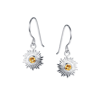 Photo of Silver and Citrine Sun Earrings