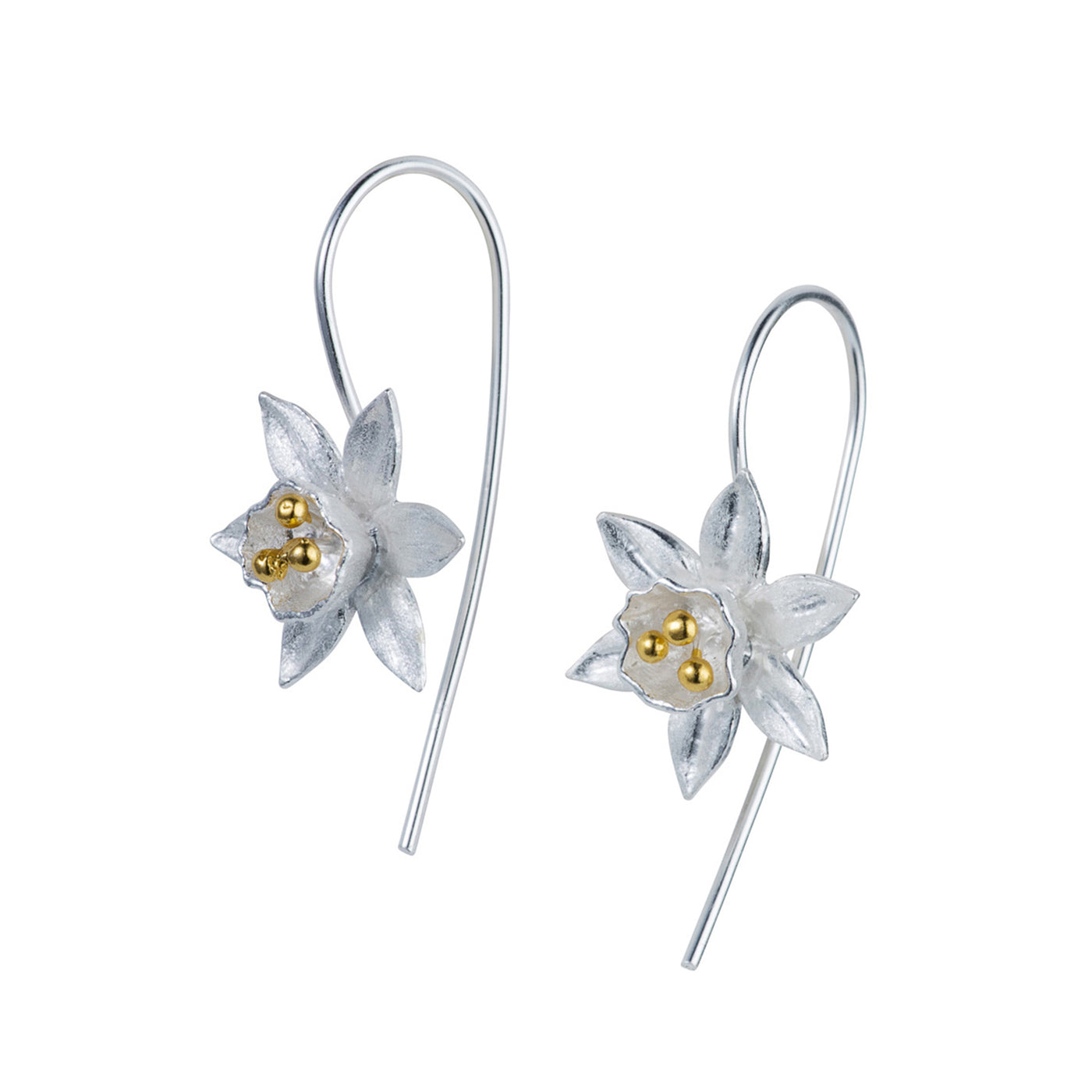 Image of Daffodil Silver & Gold Flower Earring