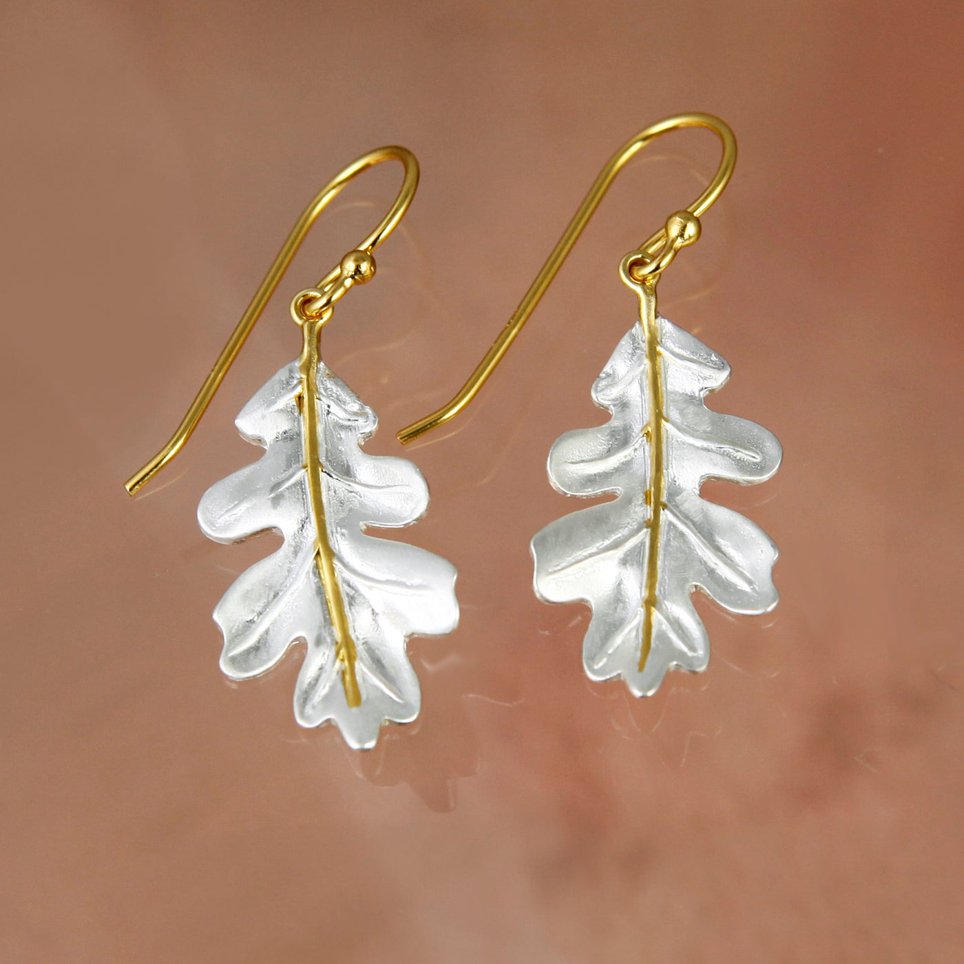 Image of Oak Leaf Silver & Gold Earrings