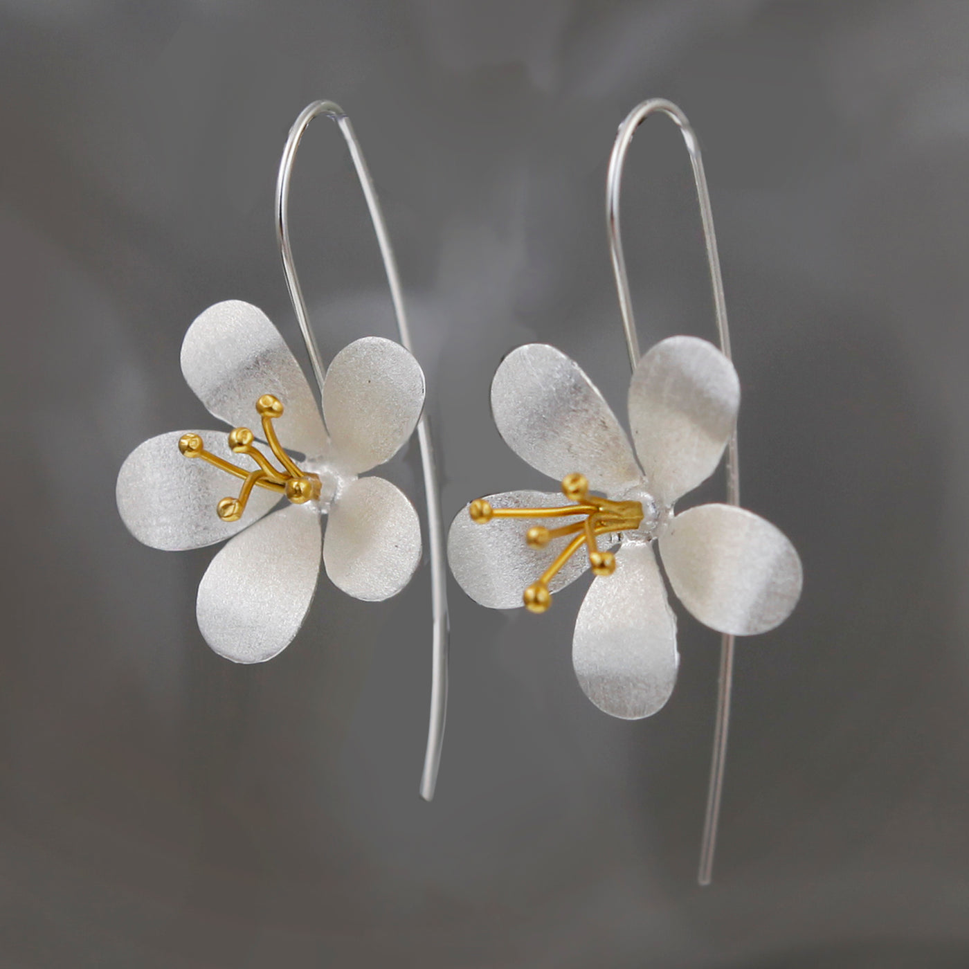 Image of Large Silver & Gold Flower Earring
