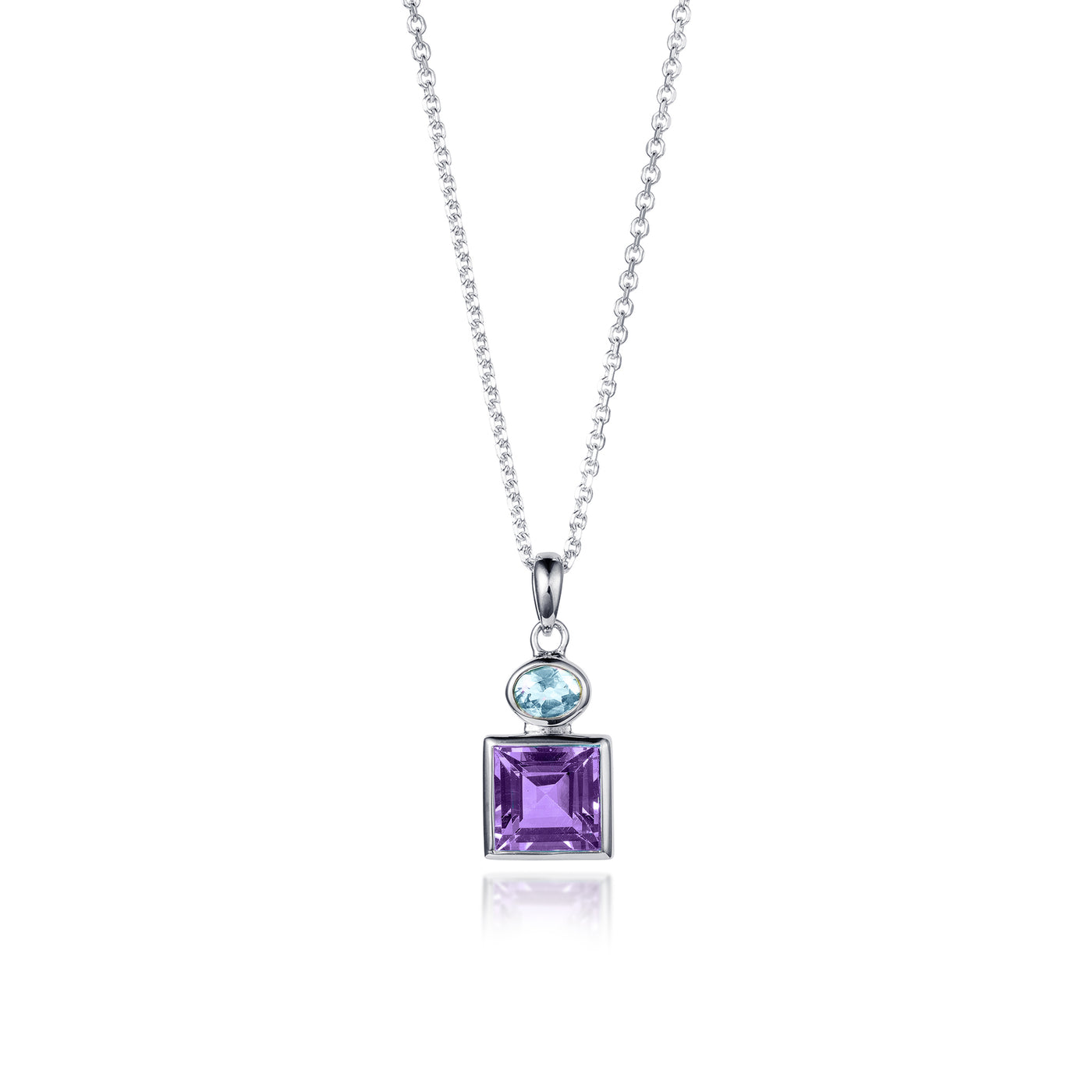 Photo of Silver Amethyst and Blue Topaz Pendant Necklace