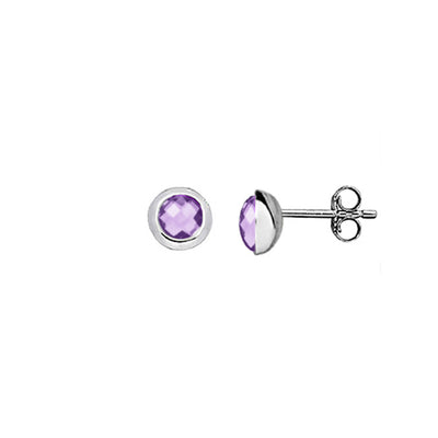Image of Silver and Amethyst Stud Earrings