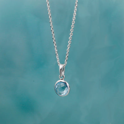 Image of Blue Topaz Silver Pendant Necklace