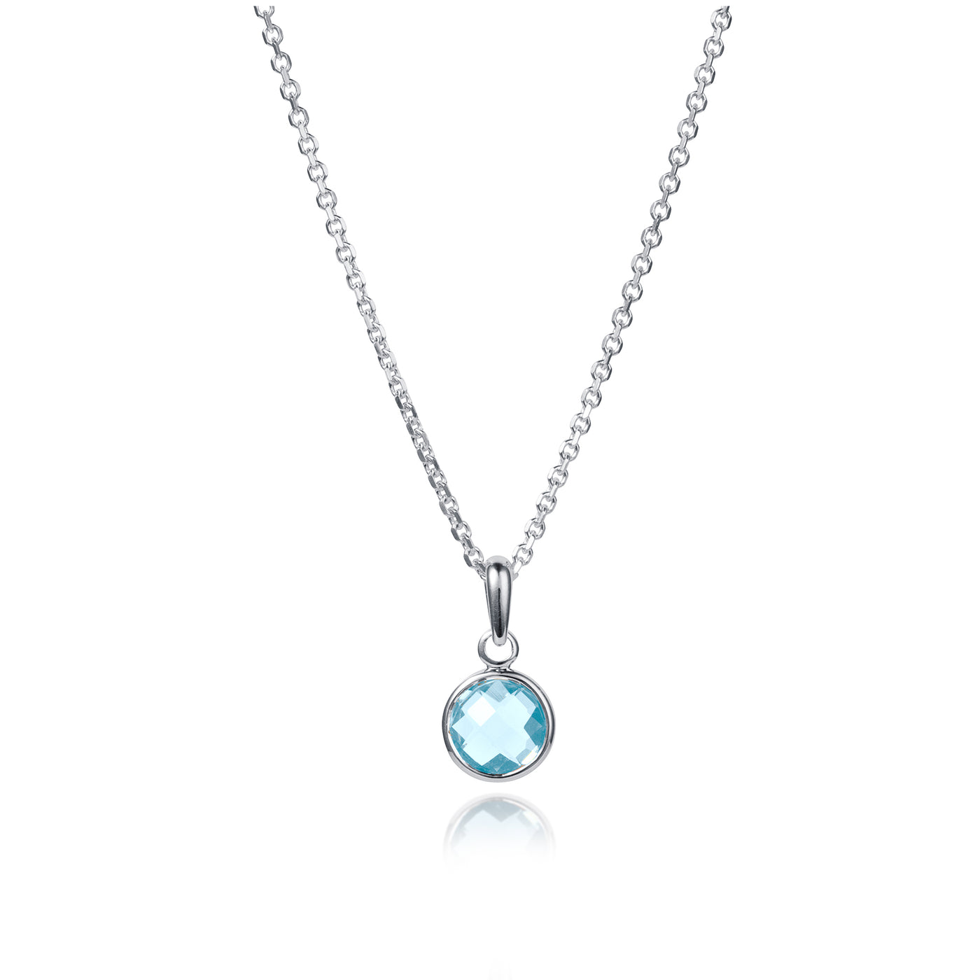 March Birthstone Necklace in Blue Topaz and Silver