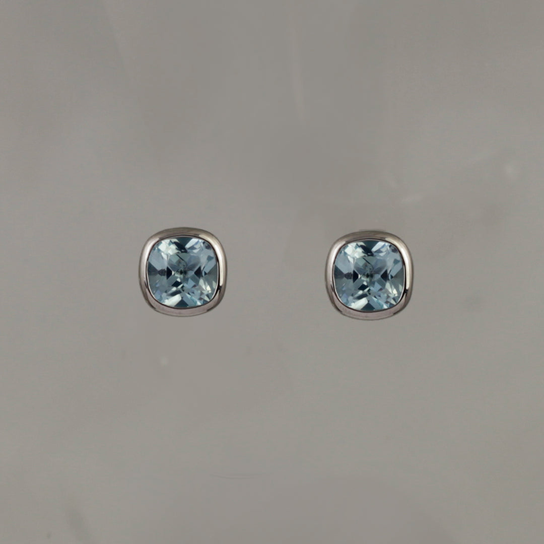 Image of Blue Topaz Silver Stud Earrings