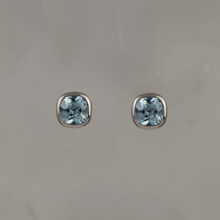 Image of Blue Topaz Silver Stud Earrings