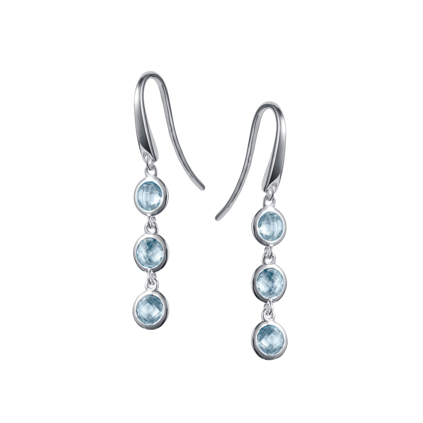 Image of Silver and Blue Topaz Triple Drop Earrings